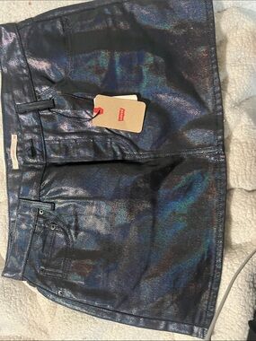 Levi's Iridescent Black Blue Metallic Mini Skirt